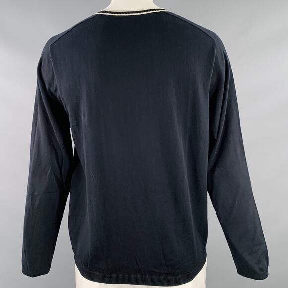 POLO GOLF Size XL Black White Contrast Trim Cotton Cashmere Wool Pullover - Picture 3 of 5
